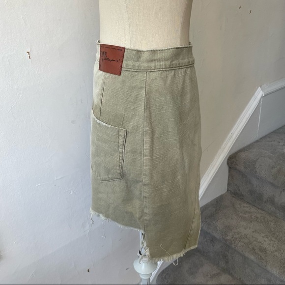 One Teaspoon Cococash Khaki Asymmetric Raw Hem Cotton Wrap Skirt EUC Size Small - Picture 4 of 12